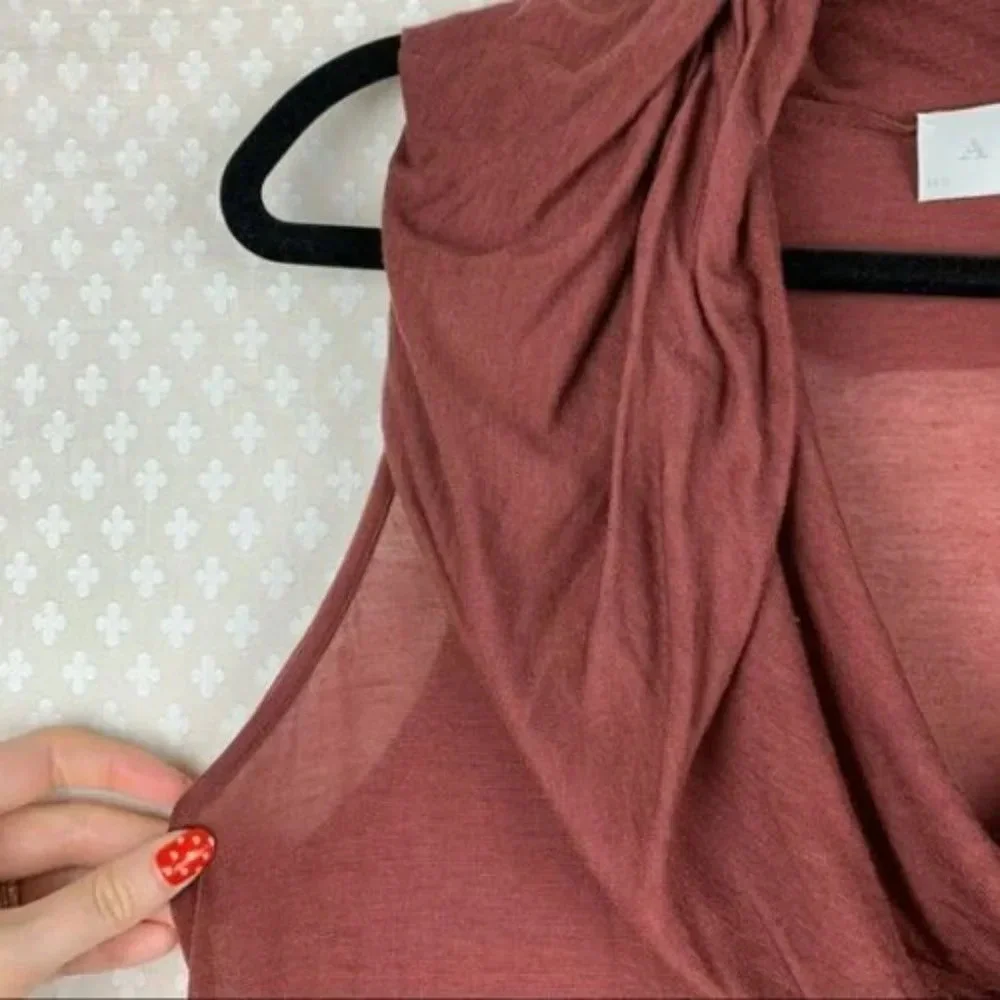 A.L.C. Maroon‎ Tie Waist Cowl Neck Dress